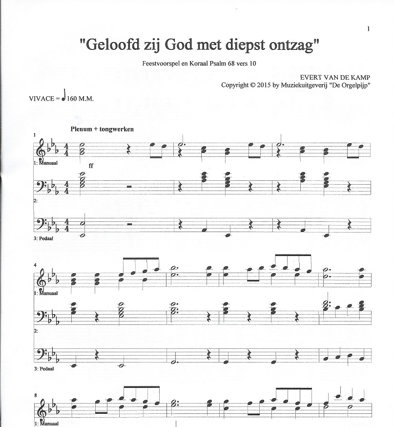 Evert Van De Kamp Deel 14 Feestvoorspel En Koraal Psalm 68 10 