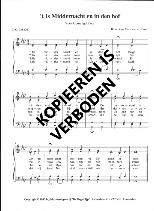 Evert van de Kamp Het is middernacht en in den hof SATB D.O. 038226 Evert van de Kamp Het is middernacht en in den hof SATB D.O. 038226